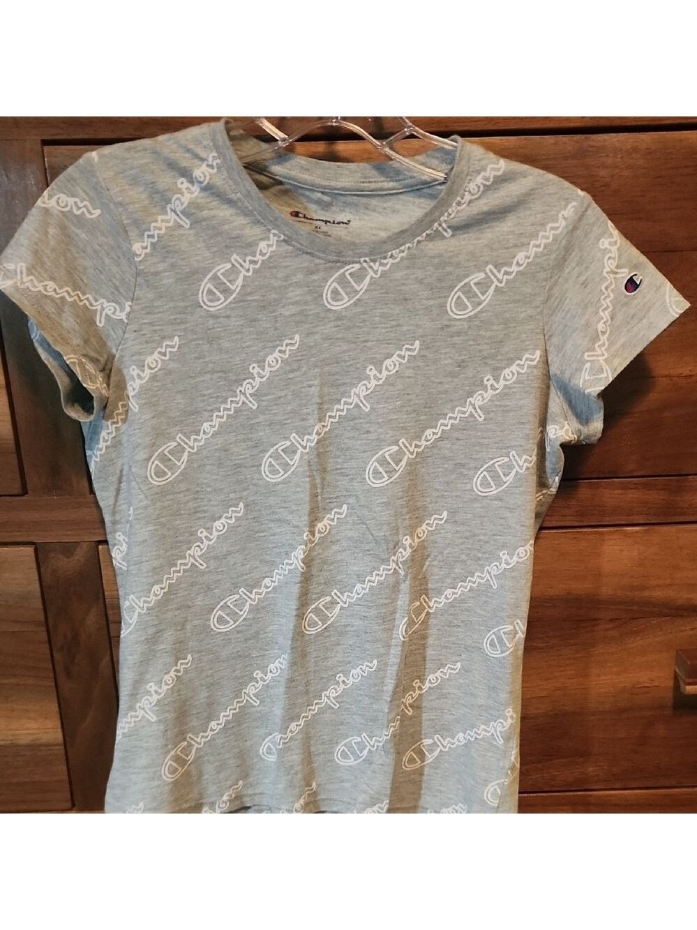 Champion Grey Monogram Casual  Short Sleeve Tee